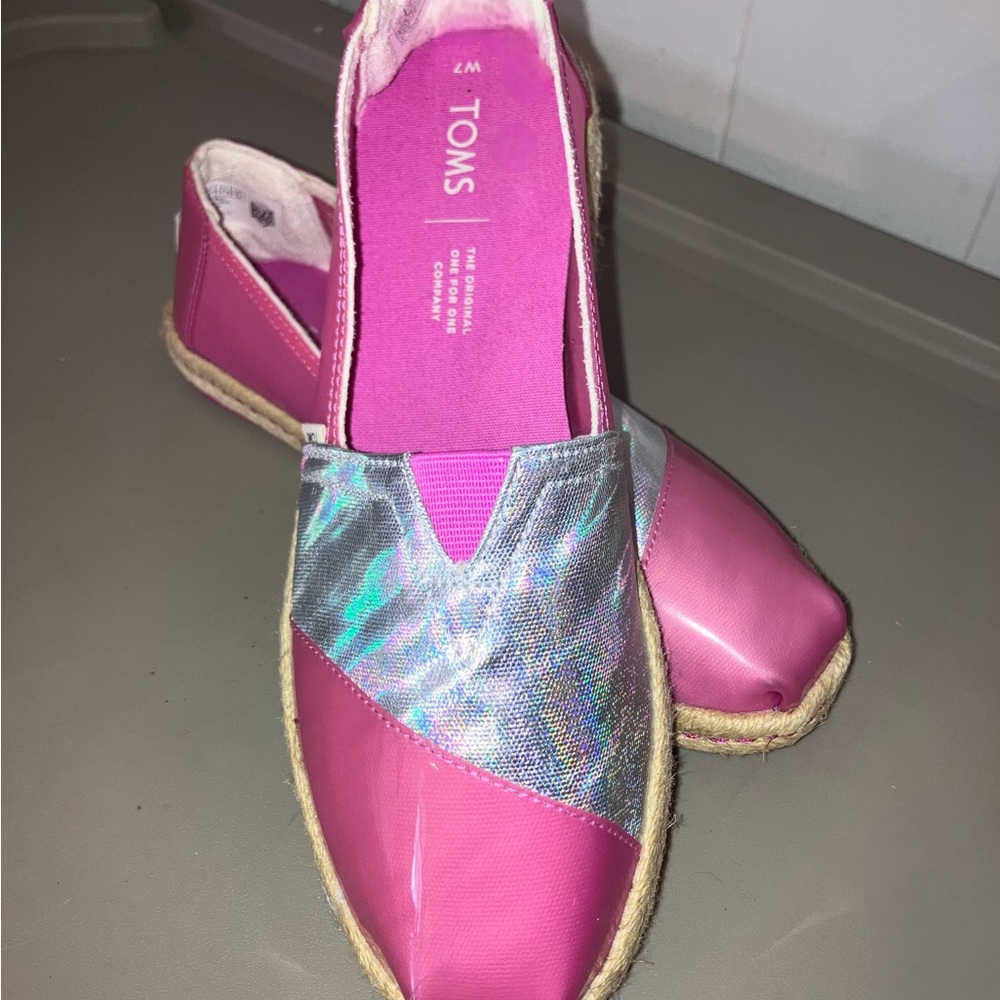 Toms Pink and Silver Espadrilles